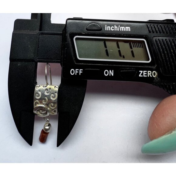 Vintage 925 Sterling Silver Swirl Dangle Earrings Artisan Estate Jewelry Pair US - Picture 7 of 10